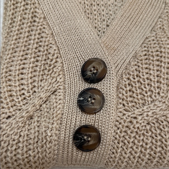 Marled Stunning Cruise into Crochet Racer Back layering Sweater 3Button V Neck L - Picture 14 of 14